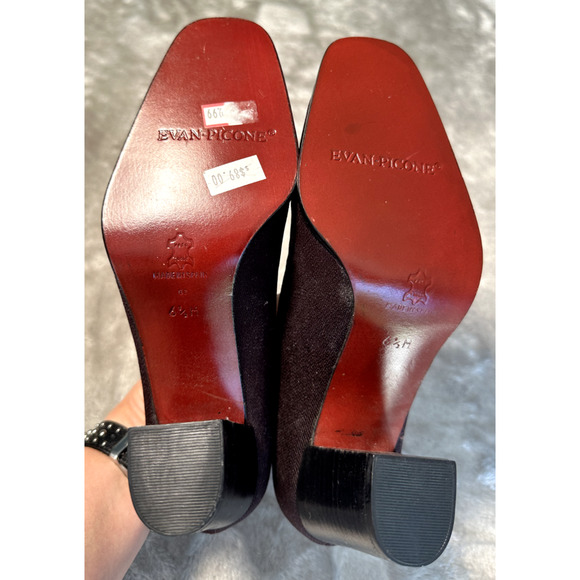 Evan Picone Vintage Brown Fabric Square Toe Block Heels Size 6.5 Y2K 90s Office - Picture 5 of 7